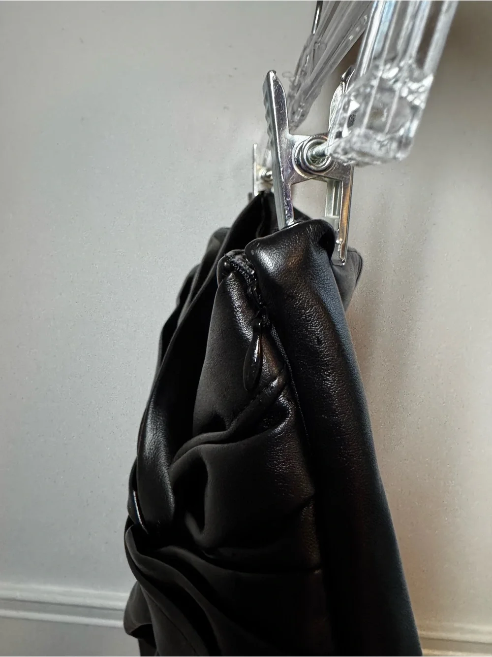 Windsor Black Faux Leather Wrap Skort with Knot Accent